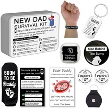 Funny New Dad Gift Set   8-Piece First-Time Kit for Baby One Size, Black