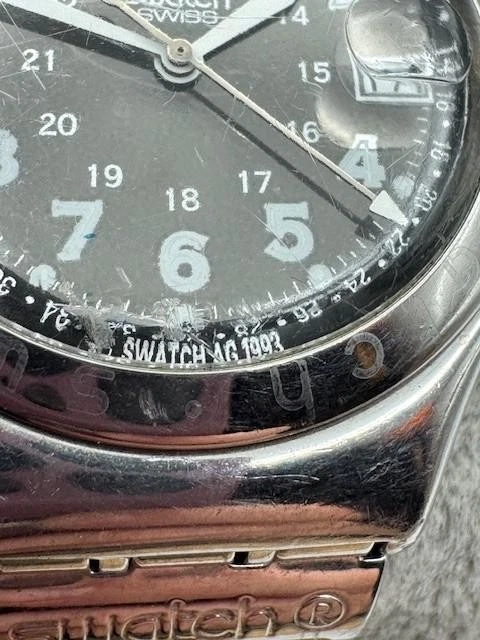 Reloj Swatch Swiss AG1993 Vintage Hombre Tono Plateado Cuarzo Fecha Batería Nueva Foto 3 de 4