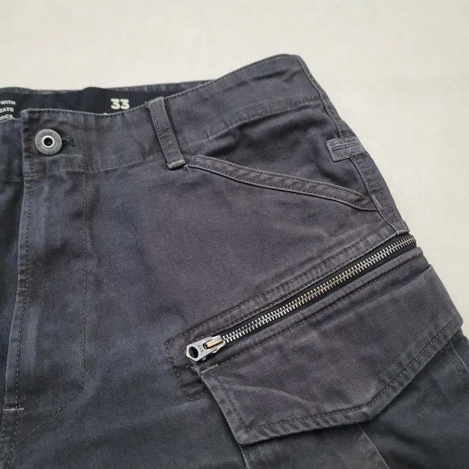 Shorts G-star masculino preto desgastado carga zíper cru tamanho 33  - Imagem 4 de 4