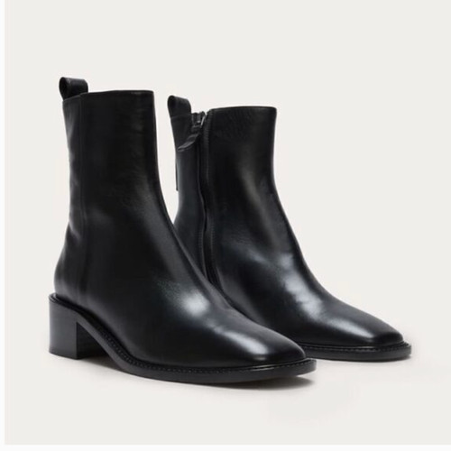 Everlane City Boots 5.5 Black NWT Zip Ankle Booties Heel Western Academia Prep