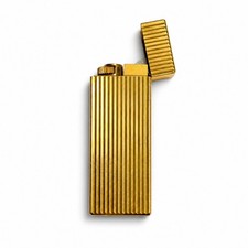 Encendedor Cartier Paris 20726G enchapado en oro estriado hecho en Suiza vintage años 80