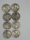 SILVER WALKING LIBERTY HALF$ LOT OF 8 $4 FACE 90% BULLION All 1917 P, S MINTS