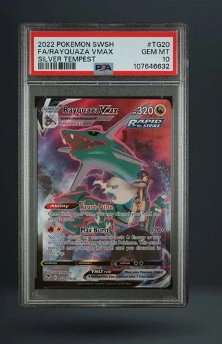 2022 Pokemon Sword & Shield Silver Tempest TG20 Full Art Rayquaza VMAX PSA 10