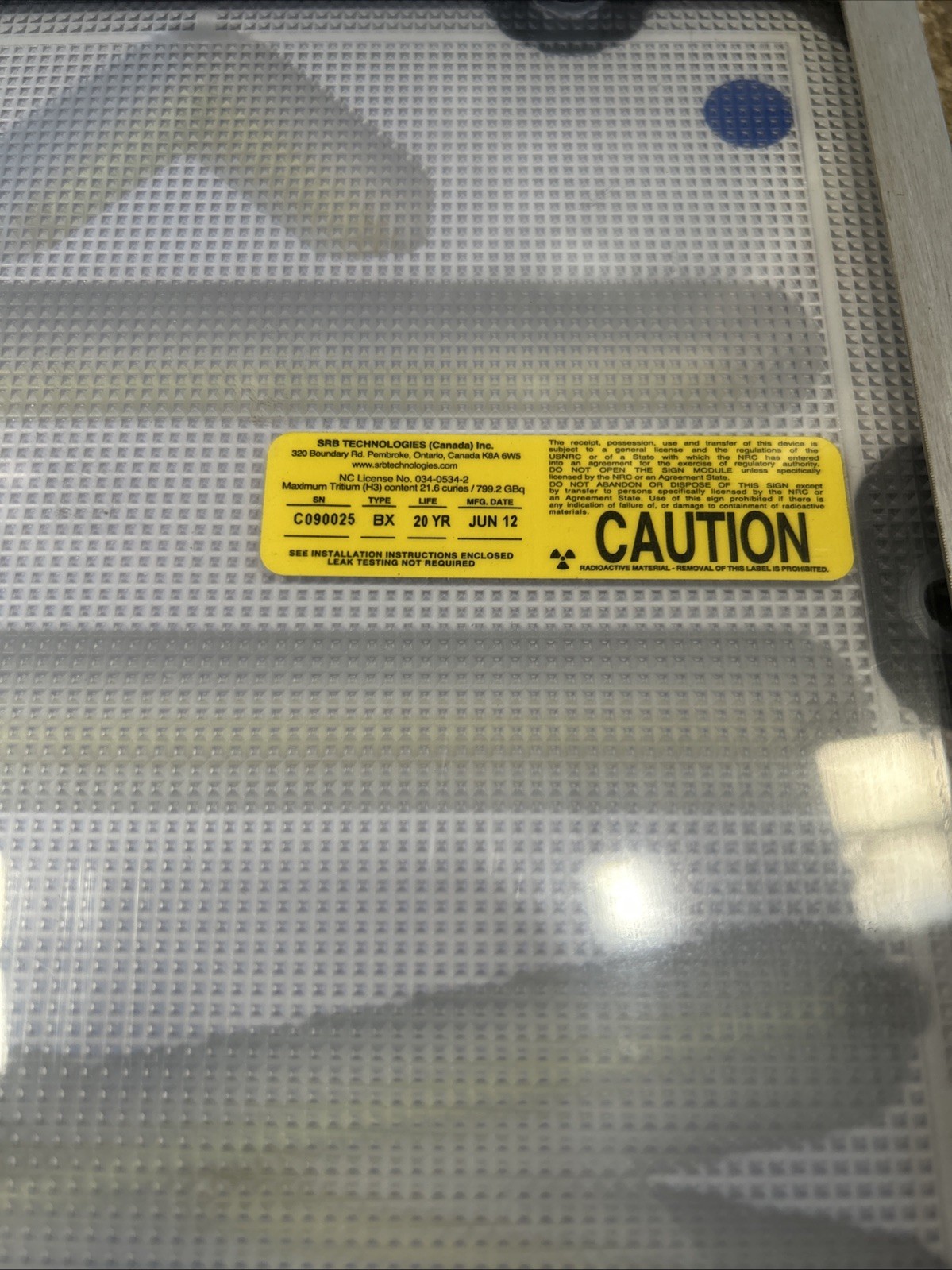 🔥(AN)***QTY 1*** SRB Technologies C090025 Type BX Self-Luminous Tritium Exit Si