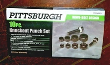 PITTSBURGH 10pc Knockout Punch Set with Case -Drive Bolt Design- Model #60575