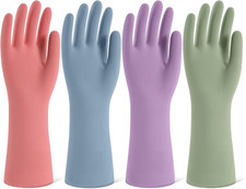 Rubber Cleaning Gloves For Dishwashing 4 Pairs Reusable Kitchen Gloves For