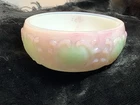 Challinor Taylor and Co Milk Glass Open Salt Dish Cellar Dip Pink & Green Rare
