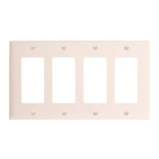 PASS & SEYMOUR TP264-LA DECORATOR WALL PLATE, 4-GANG, LT ALMOND (10-PACK)