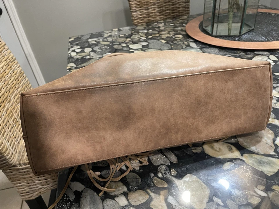 Bolso de hombro Hobo holgado con flecos de cuero sintético marrón boho hippie occidental Foto 4 de 4