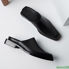 Men's Dress Formal genuine Leather Slippers Casual Mules Slides Shoes