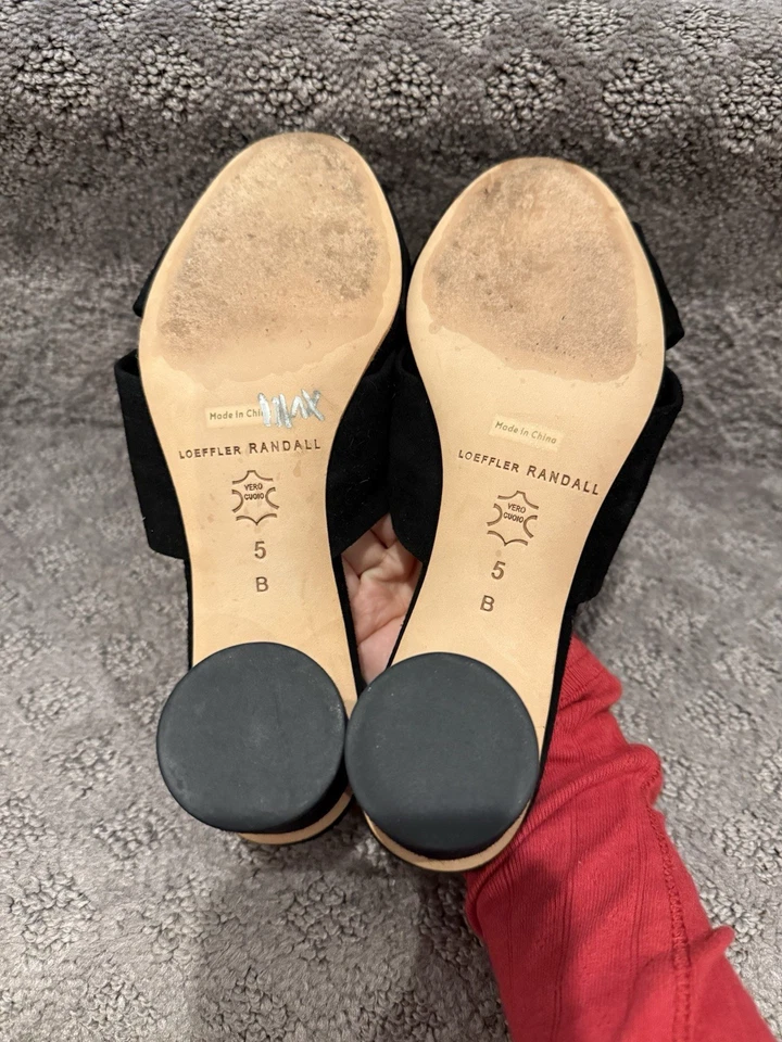 Sandalias Loeffler Randall Celeste Nudo Negro Gamuza Tacón Bloque Talla 5 Foto 4 de 4