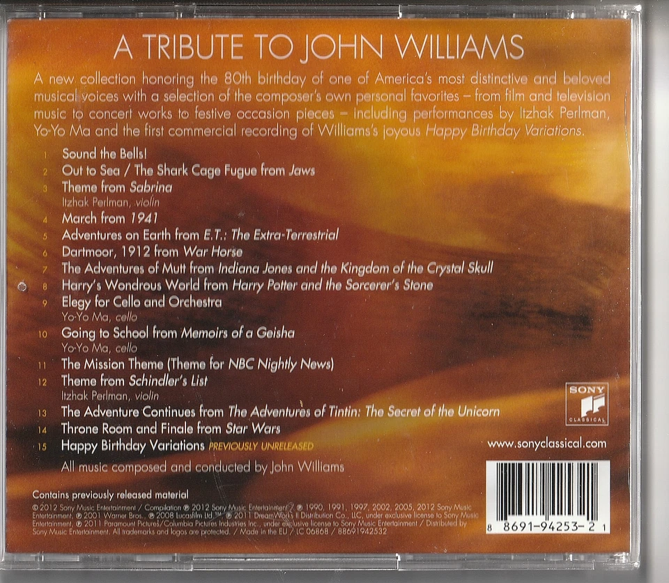 JOHN WILLIAMS - A tribute to John Williams - An 80th birthday celebration - CD - Bild 2 von 2