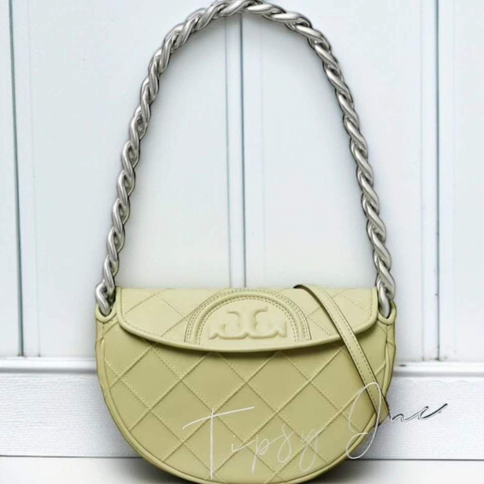 NEW WITH TAGS!!! AUTHENTIC Tory Burch Olive Fleming Crescent Shoulder Bag - Image 2 of 4