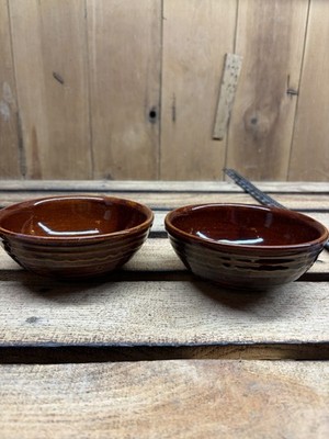Marcrest Daisy Dot Cereal/Dessert/Soup Bowl x 2 Solid Brown Stoneware