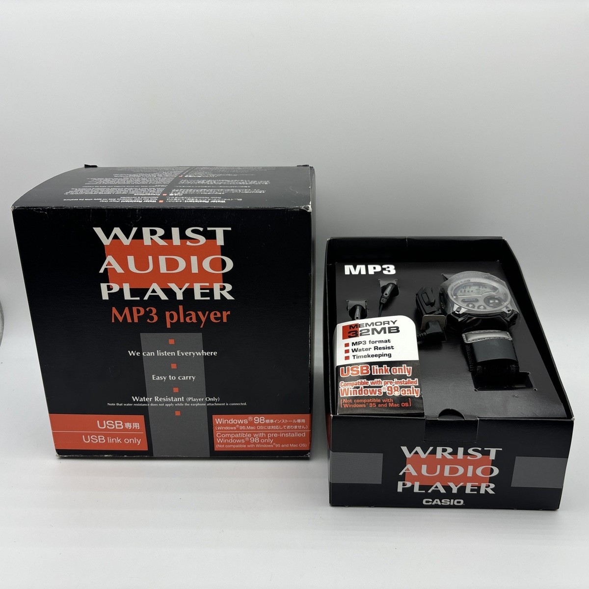 Vintage Casio Watch Wmp-1 Mp3 Player Complete All Papers and