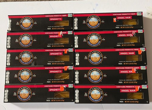 10 Dreamfields Lower Carb Pasta Vegan Non-GMO (5 Spaghetti + 5 Angel Hair )