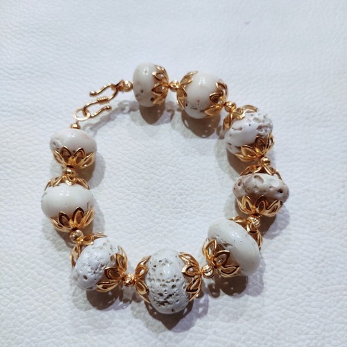 Pulsera de coral blanco 100% natural pulsera de cuentas de coral pulsera... - Imagen 6 de 8