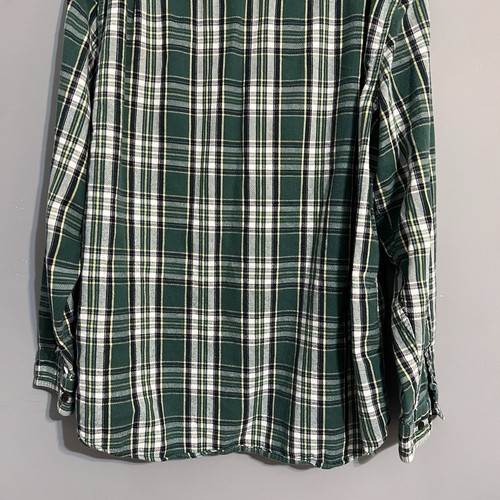Vintage LL Bean Green Plaid Button Up Shirt Men's Sz L Long Sleeved Pockets - Picture 8 of 10