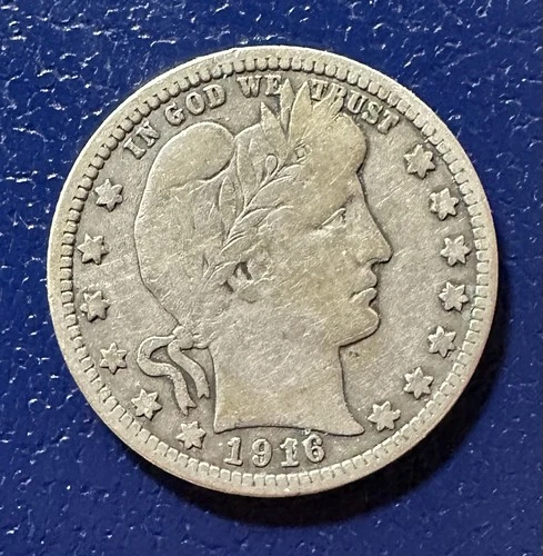 Beautiful 1916-D U.S. Barber Quarter (SILVER) KM 114