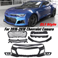 Fits Chevy Camaro ZL 16-18 Style Front Bumper Cover Kit w/ Grille+Spoiler Lip