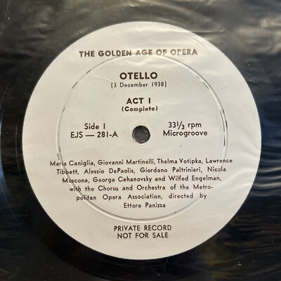OTELLO 1938 EJS 281 3 LP GREAT PERFORMANCES OF THE PAST PRIVATE RARE#85