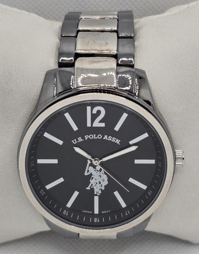 Men's U.S. Polo Assn Black Dial Silver Tone Case Bracelet Band Analog Watch 04 - Picture 4 of 8