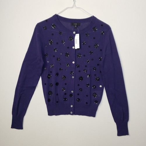 J Crew Sweater Womens XS Cardigan Embellished Beaded Sequin Lightweight NEW $98