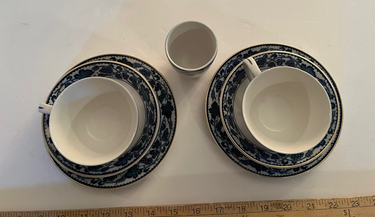 Nikko Double Phoenix Set 2- Plate 7” Bowl, Cup, Blue Grape Nikko Double Phoenix Set 2- Plate 7” Bowl, Cup, Blue Grape