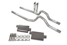 Dual Exhaust Kit 3 2 Chamber Rear Exit Sw Tips Fits 73 To 80 Gm Ck 20 34 Ton