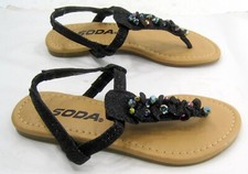 new BLACK MULTICOLORED BEADS SUMMER Sandal toddler girl Size 12