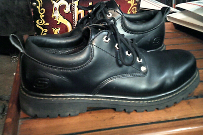 VTG 90s Skechers Mens 12 Black Club Rave Grunge Chunky Heel 
