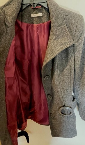 Ladies size 8 Grey button up jacket trench coat Target Wool / Polyester 5698 - Picture 3 of 3
