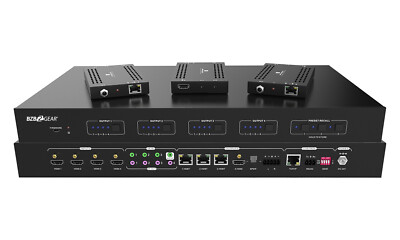 BZBGEAR 4x3plus1 HDMI 2.0 HDBT Matrix Switcher with 3 Receivers BG-M44-H2A-KIT