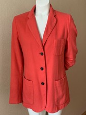 Strenesse Gabriele Strehle Cashmere Wool Blazer Jacket Size 8 Coral