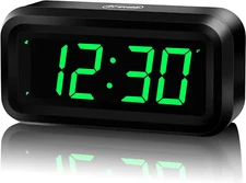 Alarm Small Digital Clock 1.2Inch Green LED Clock Adjustable Brightness