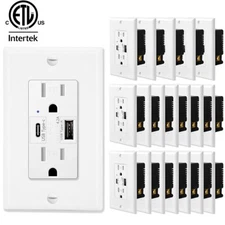 4.2A Type C USB Wall Outlet Tamper Resistant Receptacle UL Listed w/Plate 20Pack