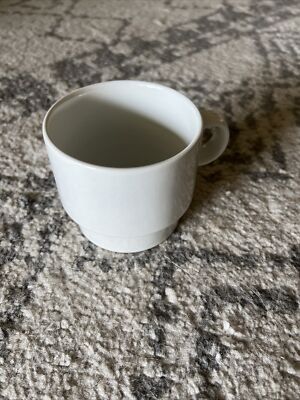 Bauhaus White Flat Cup 1 Coffee Mug Kenmochi Modern Minimalist