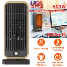 500W Electric Space Heater Portable Overheat Protection Ceramic Heater for Home