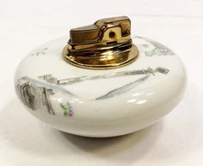 Vintage Art Deco Ceramic Table Lighter Rosenthal Plaza Ronson Base Germany