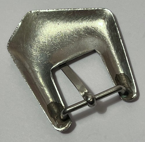 VTG Wage Sterling Silver Overlay Belt Buckle & Belt Loop Ribbed Western Ribbed - Picture 8 of 14