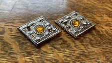 2 Vintage Orange Jewel Concho Western Southwest 50s 60s w Rivets Holster Rodeo