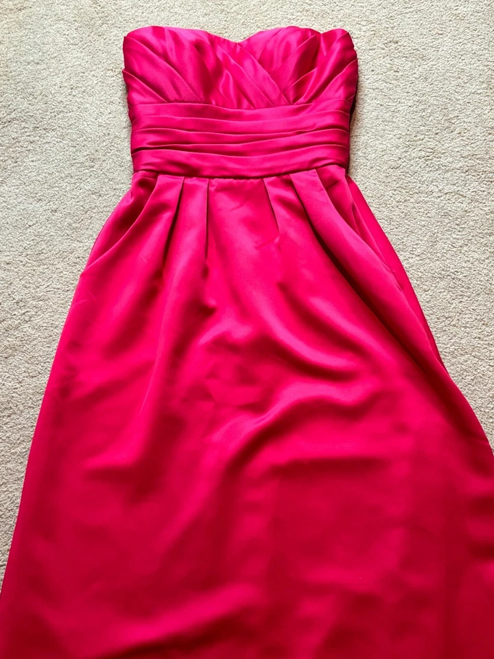 Vestido de fiesta sin tirantes rojo línea A cintura imperio novia maxi formal graduación 6 Foto 3 de 4