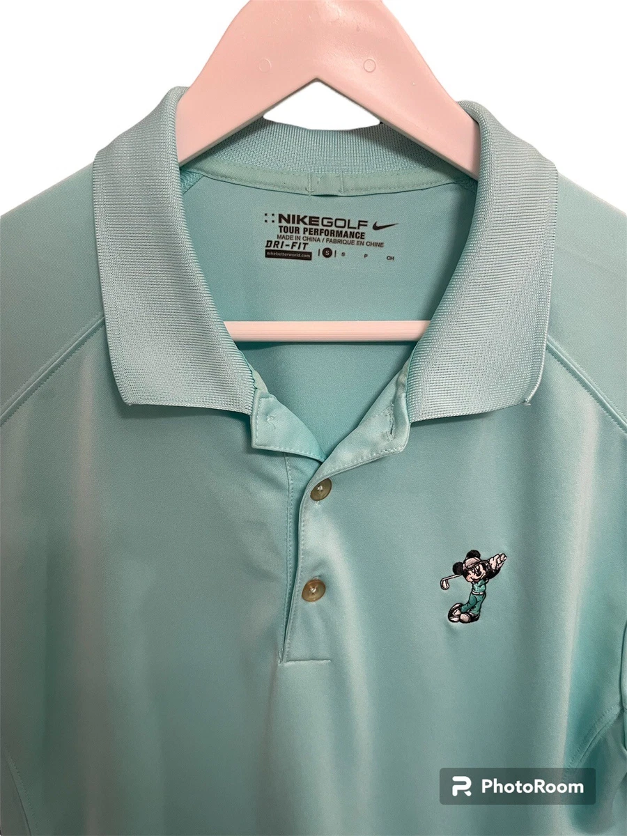 RARE Men s Nike Golf Tour Performance Polo Disney Mickey Mouse Small Teal