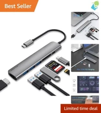 Compact USB C Hub Adapter: 4K HDMI, 100W PD & 5Gbps Transfer - Travel Essential