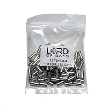 Lord of Bass 100PK 8 Gauge Uninsulated Wire Ferrules Crimp Tinned Copper