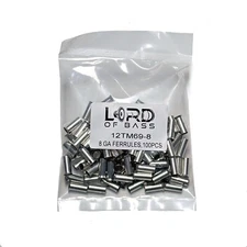 Lord of Bass 100PK 8 Gauge Uninsulated Wire Ferrules Crimp Tinned Copper