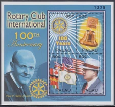 PALAU Sc # 811a-d CPL MNH S/S of 4 DIFF - 100th ANN of ROTARY CLUB INTERNATIONAL