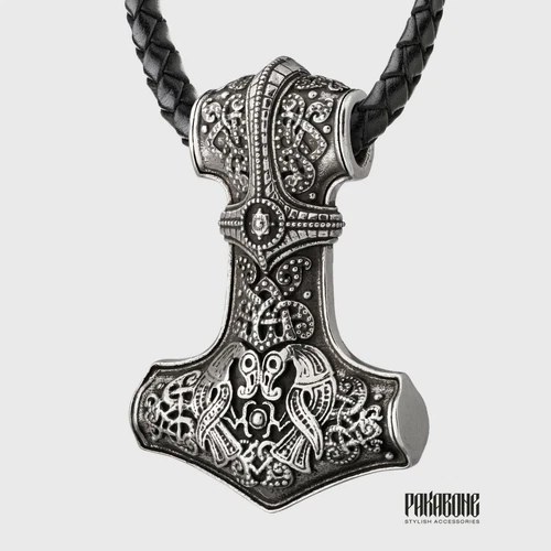 MJOLNIR NECKLACE THOR'S HAMMER PENDANT VIKING JEWELRY PAGAN NORSE NECKLACE