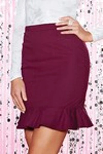 Burgundy peplum top hem skirt