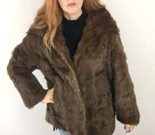 Real Fur Coat Brown 12 14 M Glamorous Short Mid Length Vintage Retro Cape Top